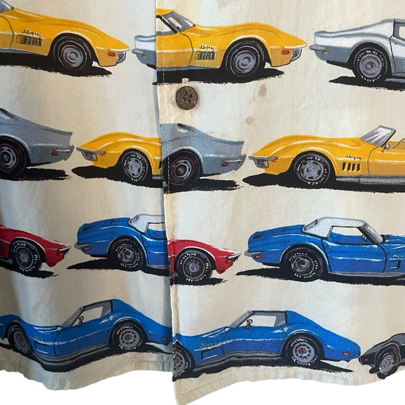 REYN SPOONER Men's Size XL Multicolor VTG Classic Car Print Hawaiian Aloha Shirt - Picture 6 of 8